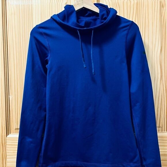 Nike Pro blue Dry Fit hooded long sleeve sweatshirt hoodie layer S - Picture 1 of 7